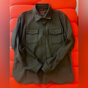 Schott CPO Shirt 100%wool anchor buttons olive green like new condition